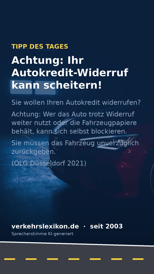 Widerruf Autokredit: Auto und Papiere sofort zurückgeben!