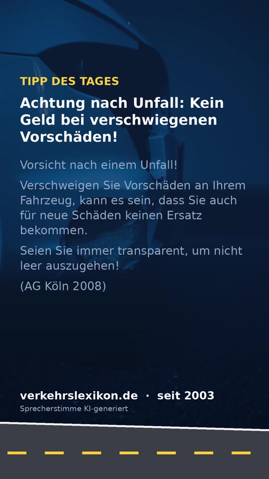 Vorschaden verschwiegen: Kein Geld nach dem Autounfall