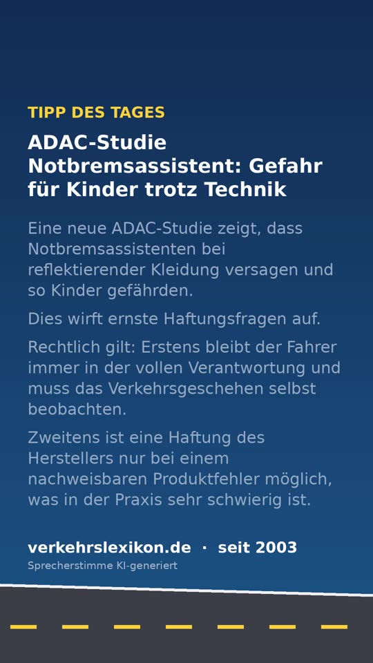 Notbremsassistent versagt: Fahrer haftet trotz Technik