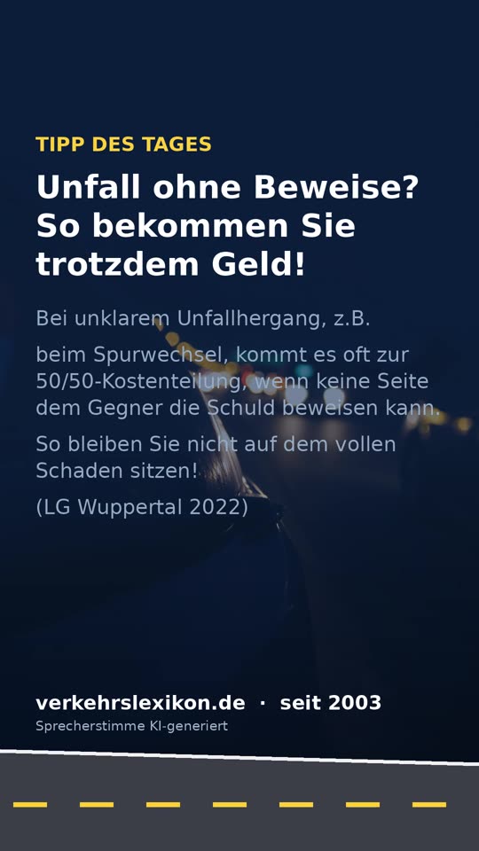Unfall ohne Beweise: Wann Sie 50 % des Schadens erhalten