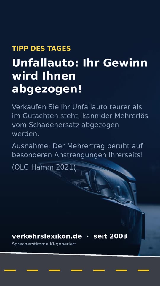 Unfallauto teurer verkauft: Wird der Gewinn abgezogen?