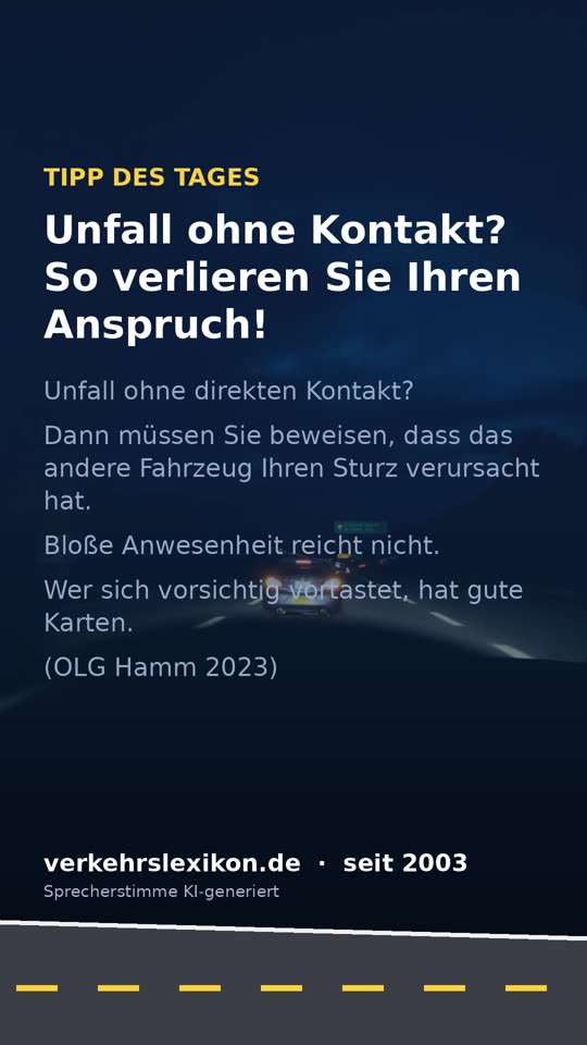Unfall ohne Berührung: Wann der andere Fahrer nicht haftet