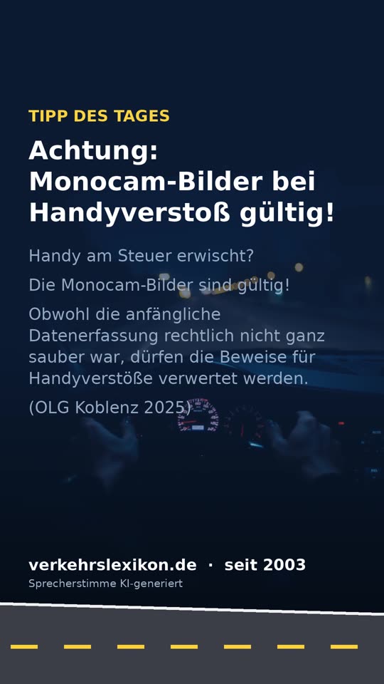 Handy am Steuer: Sind Monocam-Bilder als Beweis gültig?